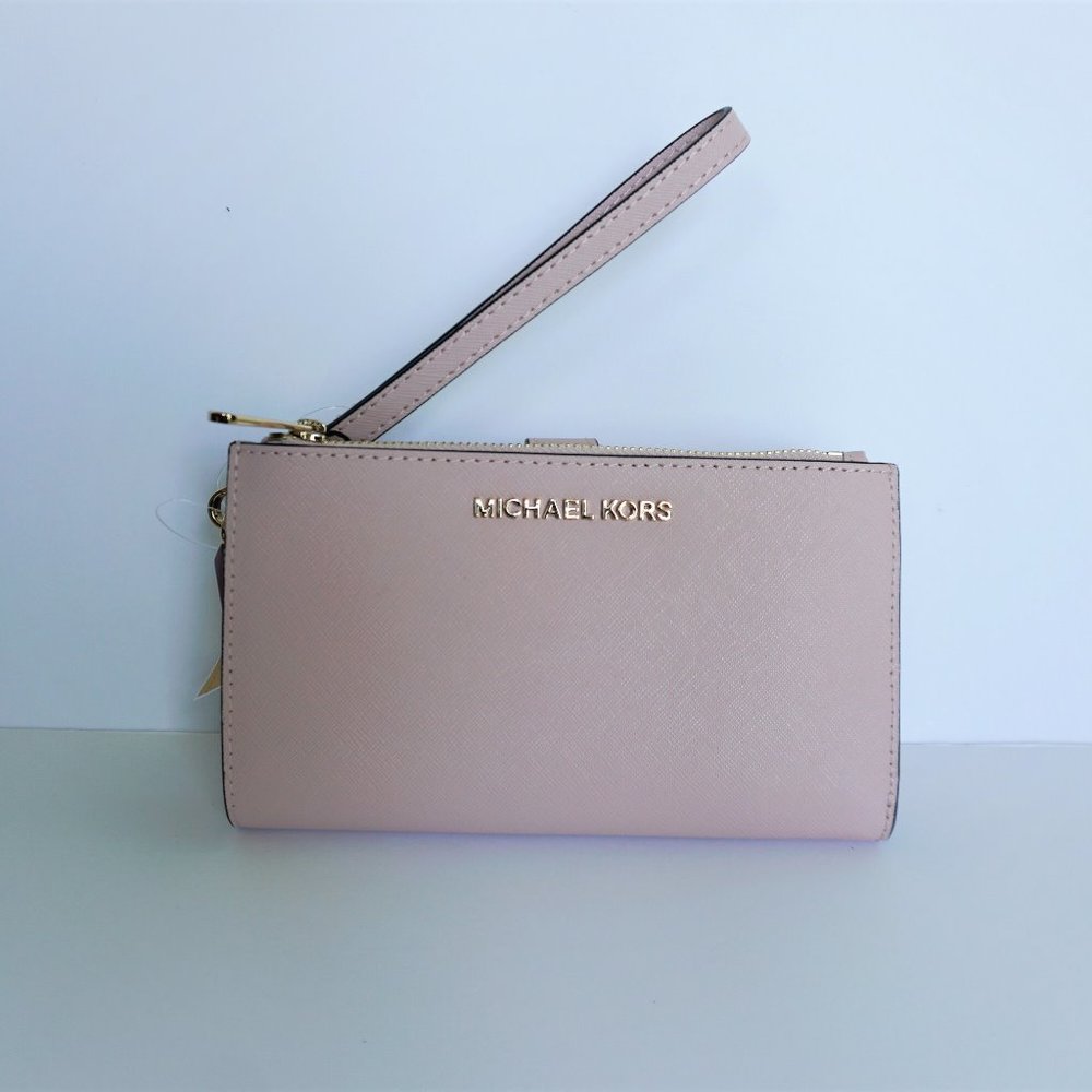 Michael Kors LG Double Zip Wristlet Pink Blossom